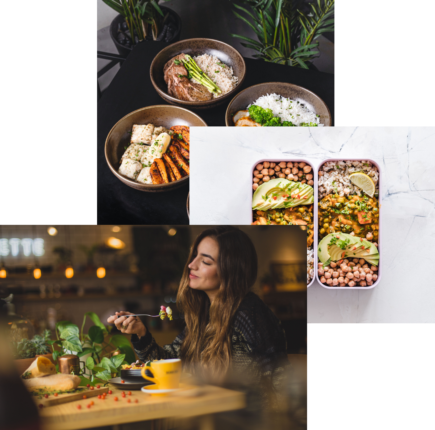 Women enjoying food,meals in storage container, and food bowls on a table
